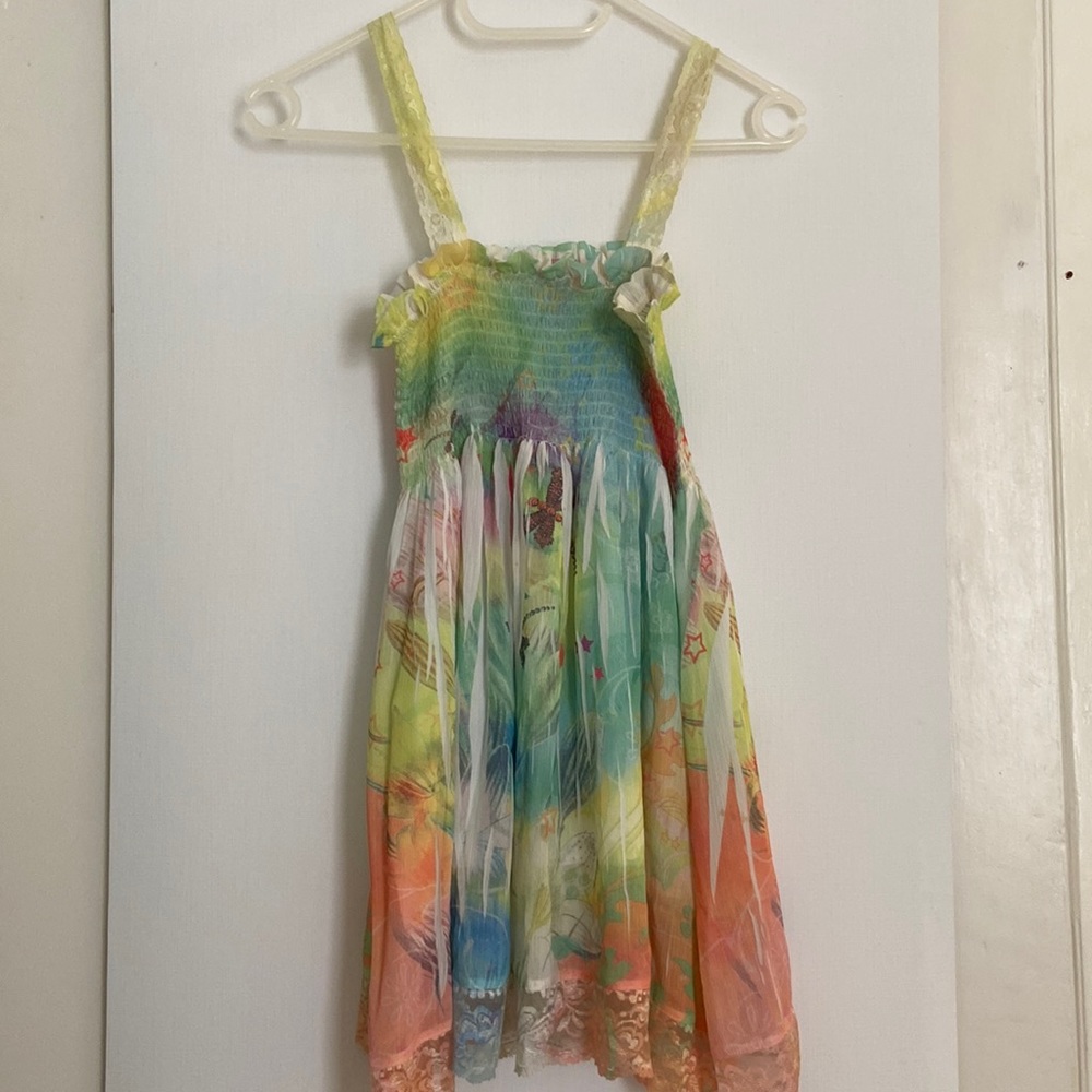 Girls Multi-Color Sundress with Lace Straps, Size 10-12